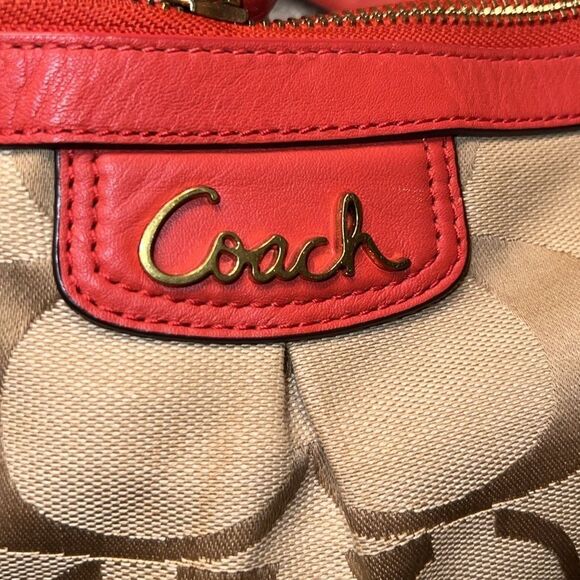 Coach Red and Tan Shoulder Bag - Picture 2 of 14